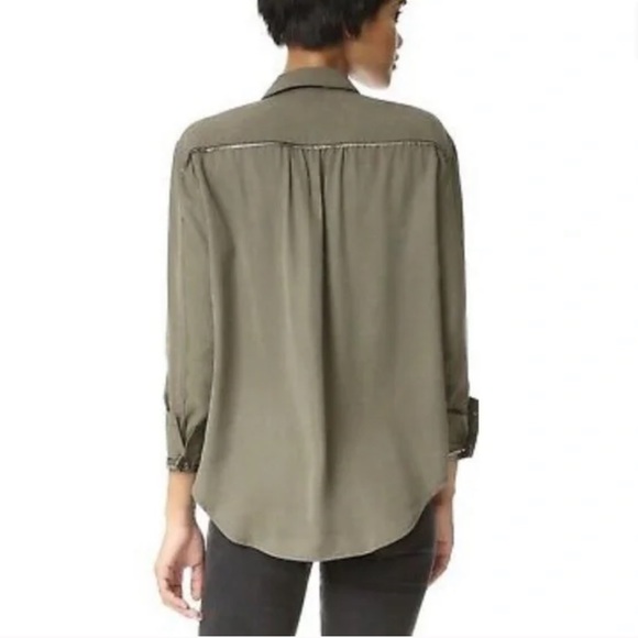 NWOT Free People Off Campus Buttondown Shirt in Moss - Picture 5 of 16